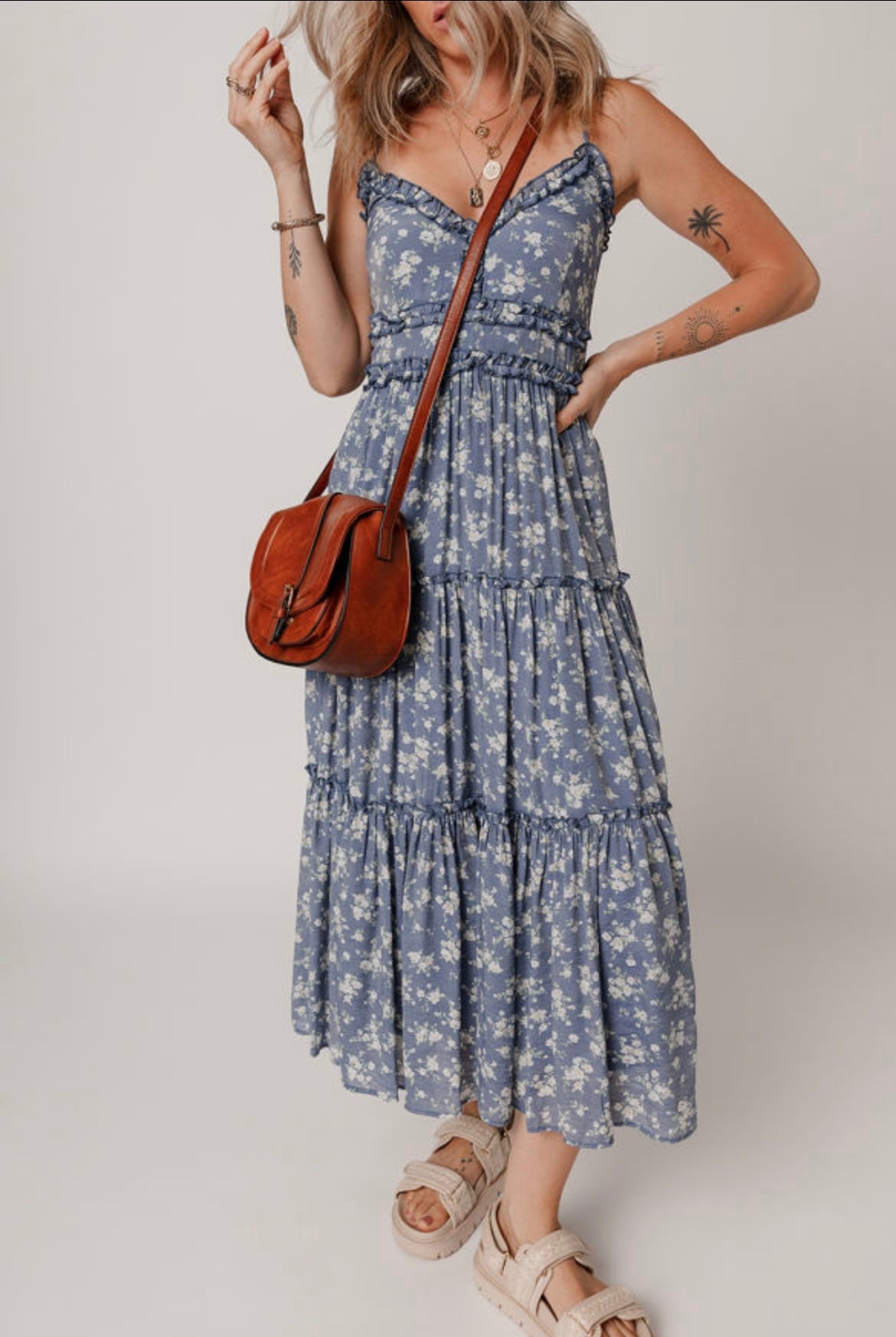 Blue Floral Maxi Dress