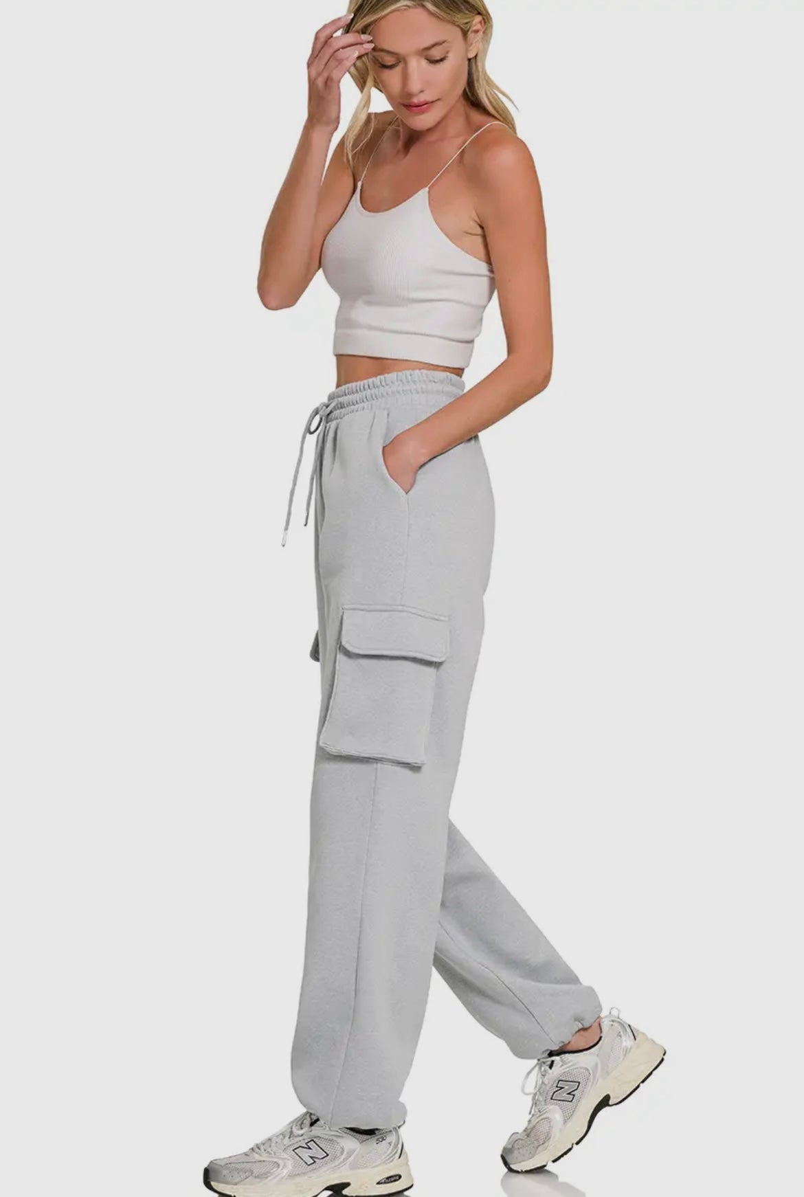 Heather Gray Convertible Cargo Sweatpants was $44