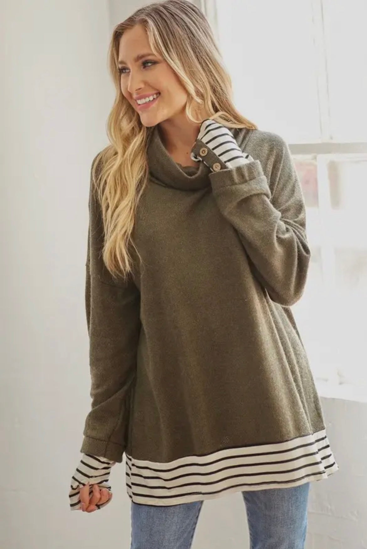 Olive/ Striped Tunic