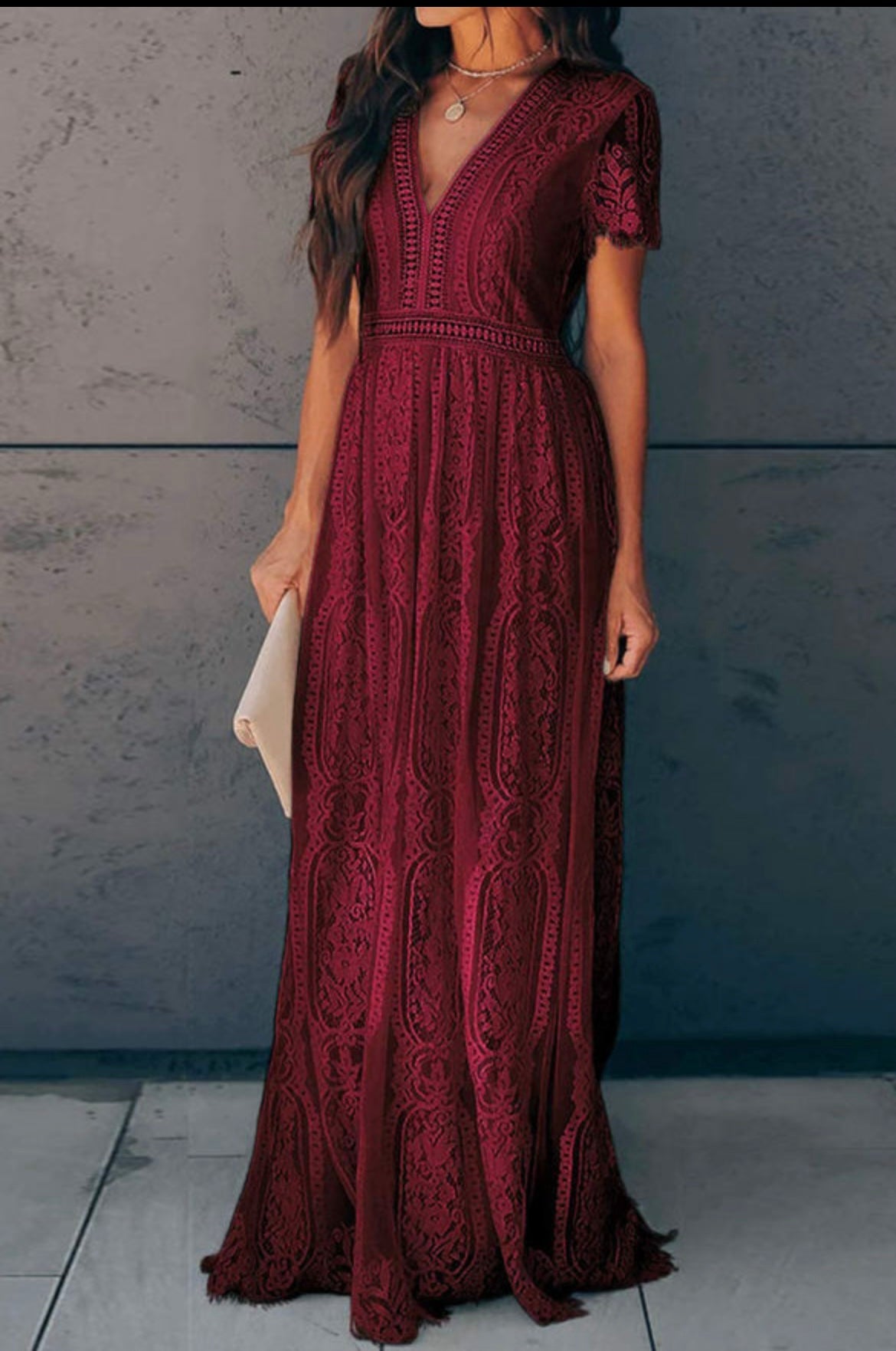 Burgundy Lace Dress