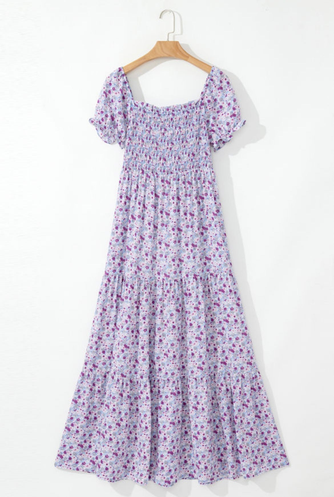 Purple Floral Smocked Dress