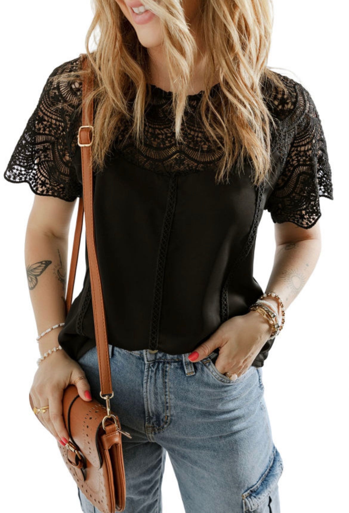 Black Lace Short Sleeve