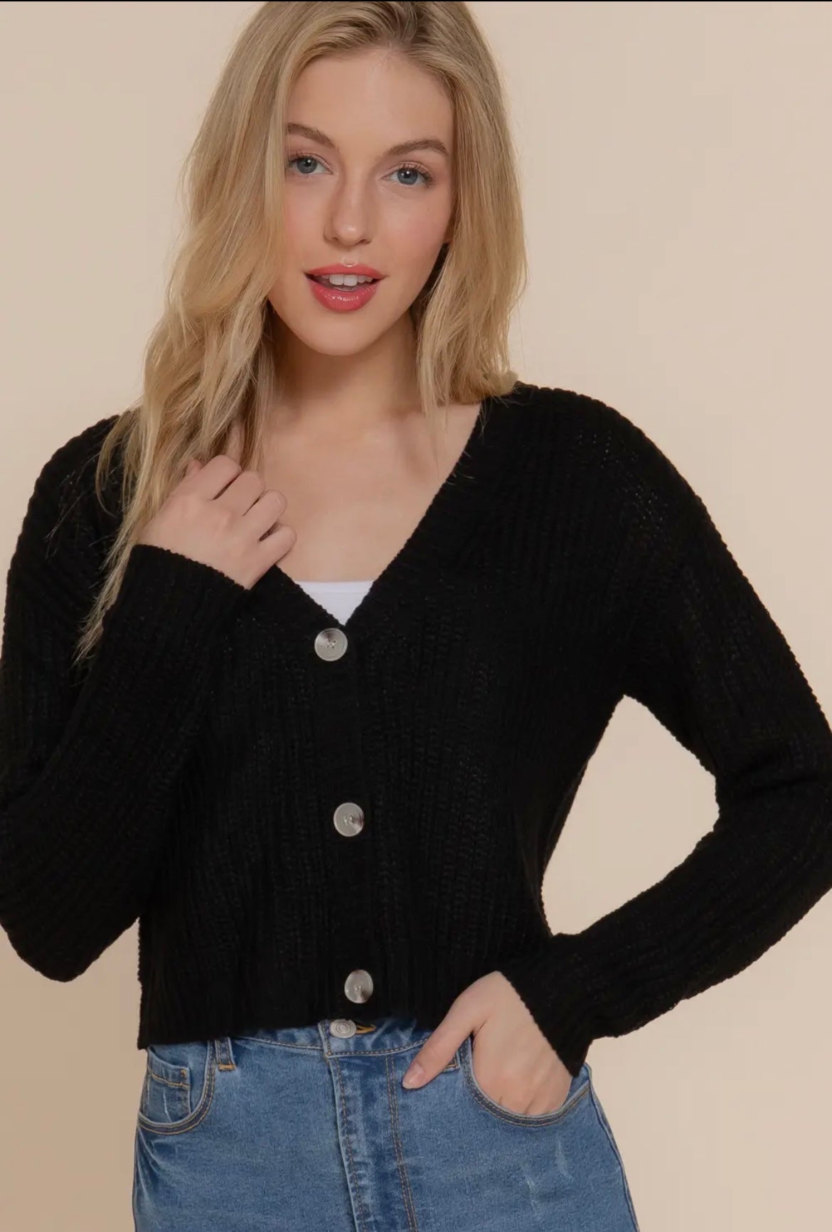 Black Cropped Cardigan