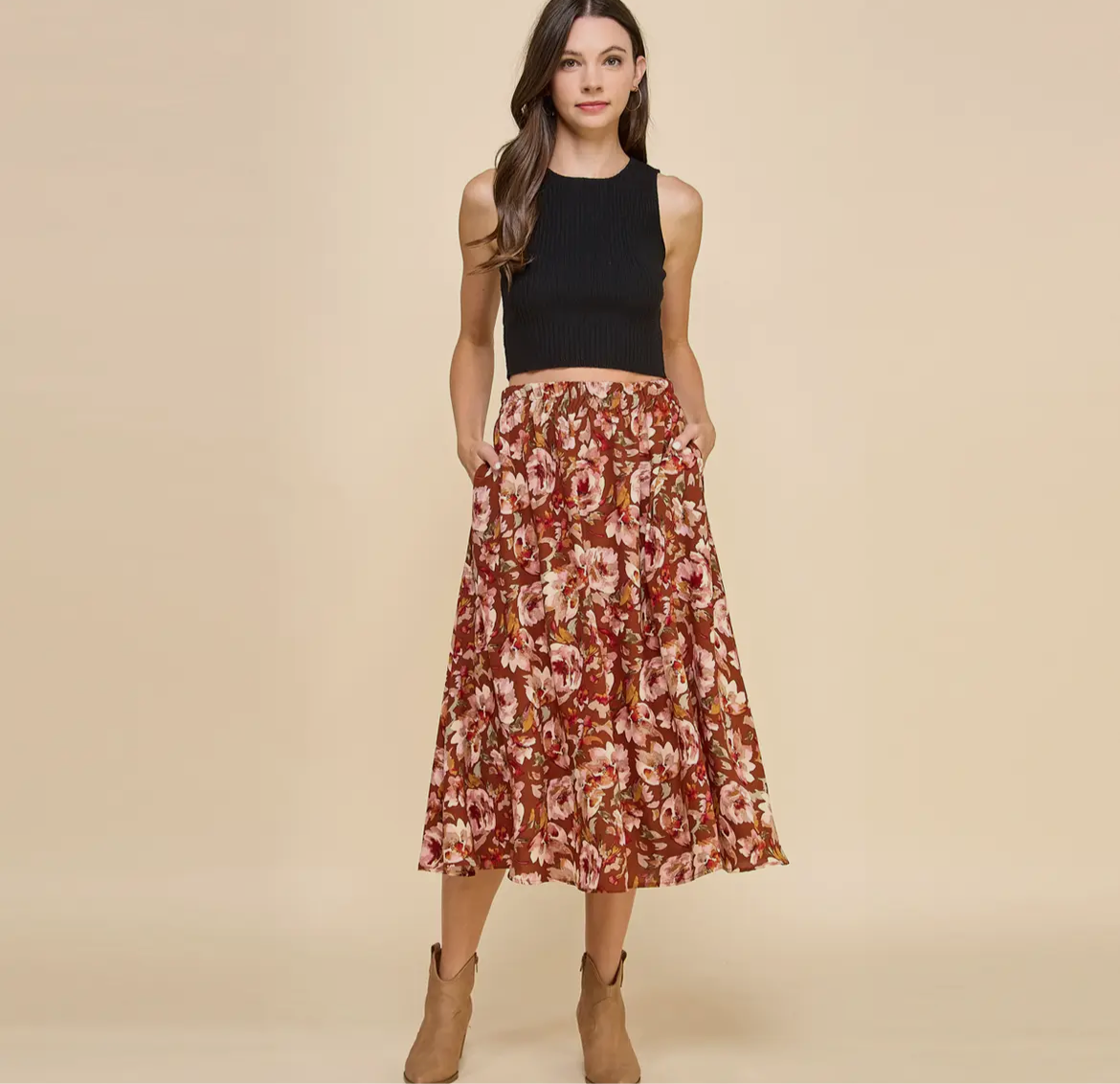 Floral Rust Skirt