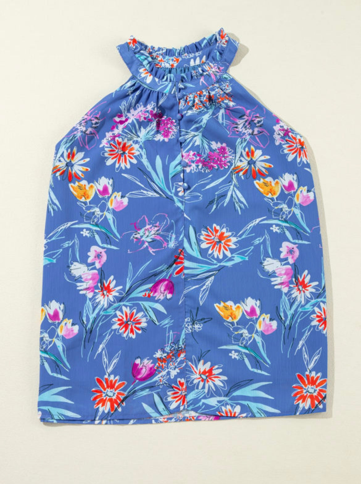 Blue Floral Tank Top