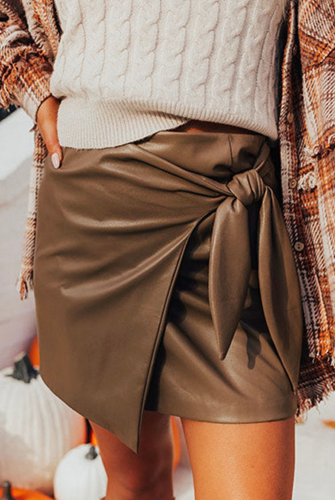 Cognac Leather Skirt was $40