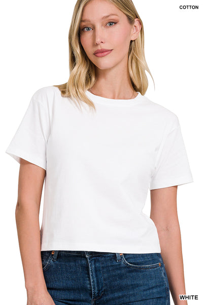White Cropped Tee