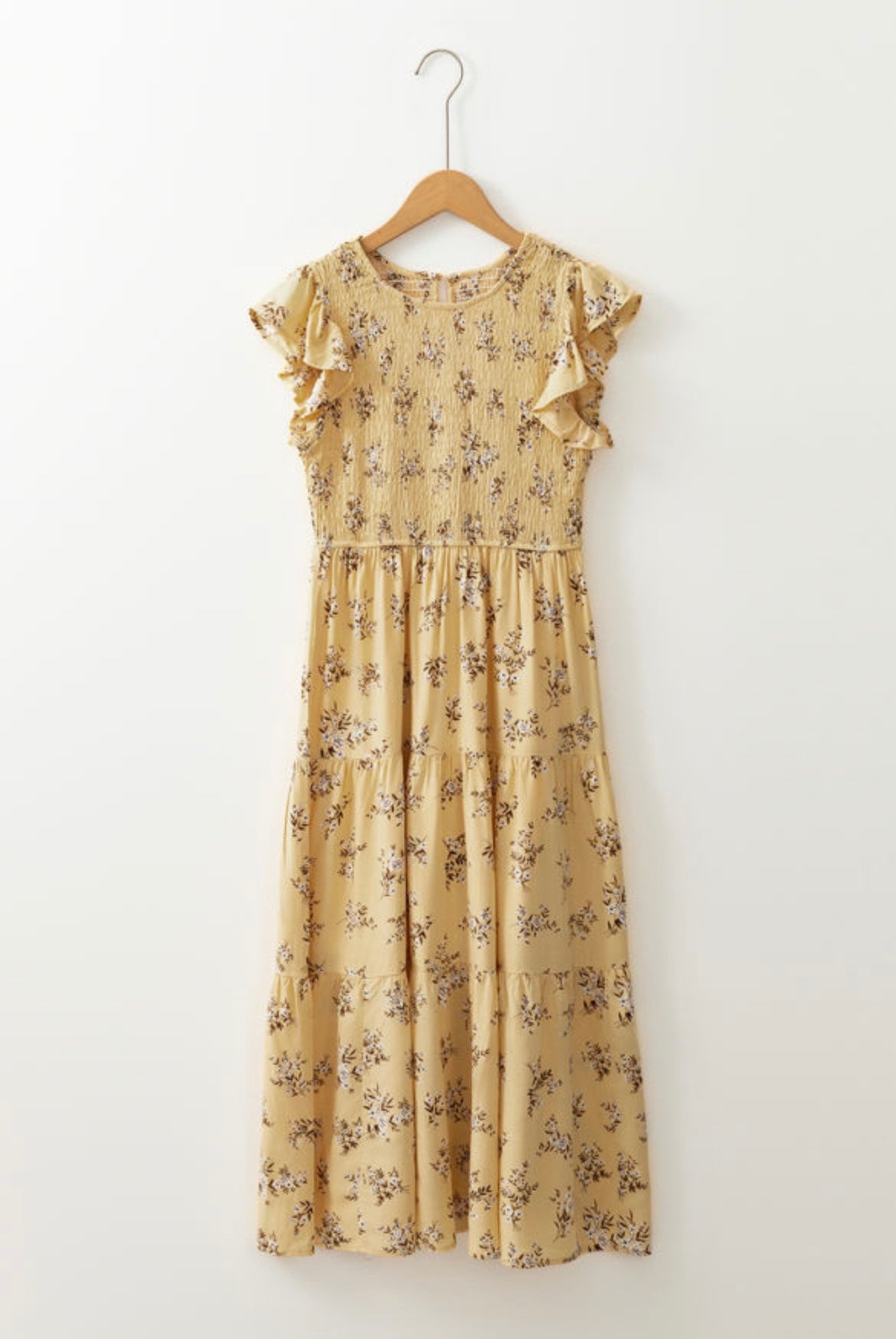 Yellow Floral Smocked Dress
