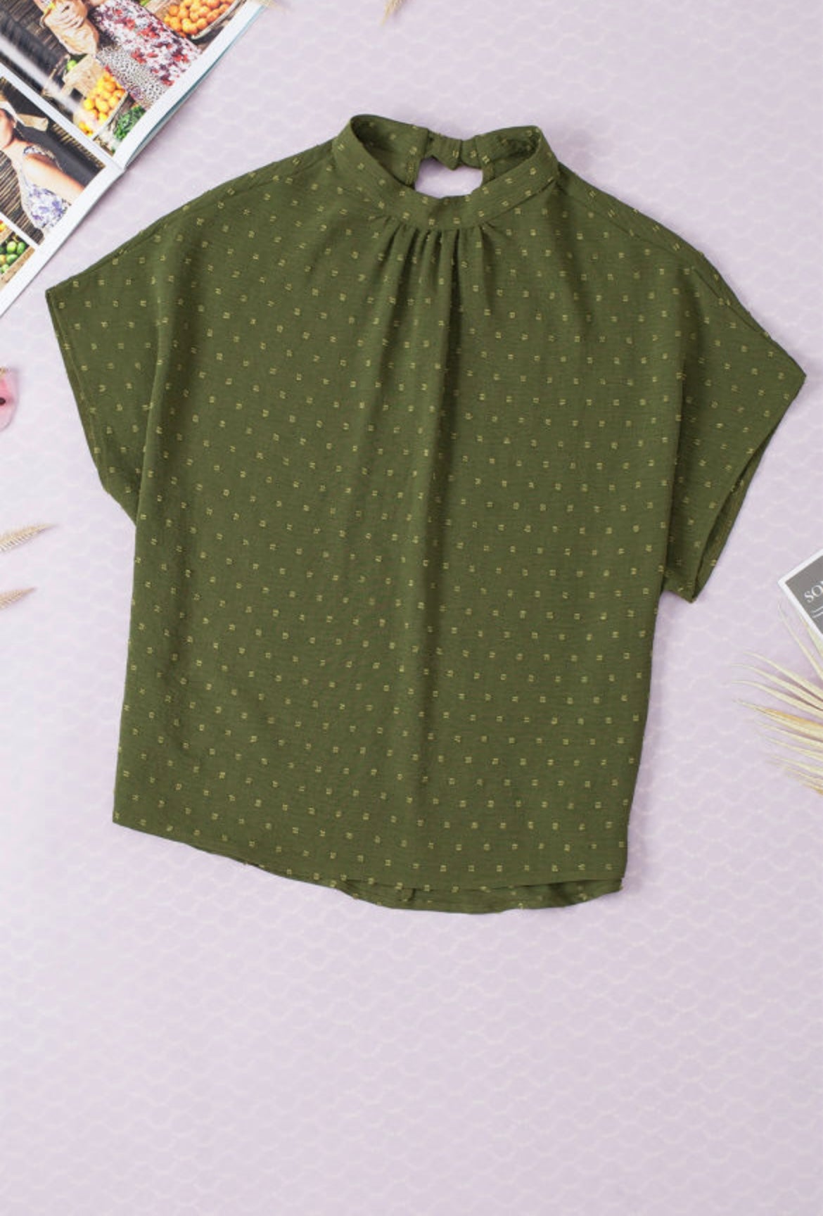 Green Swiss Dot Blouse
