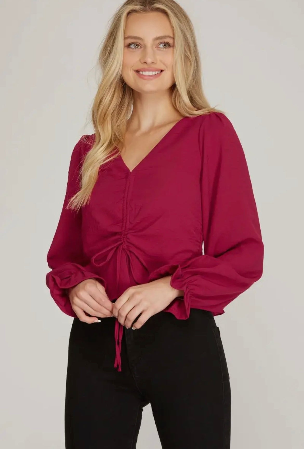 Burgundy Drawstring Top