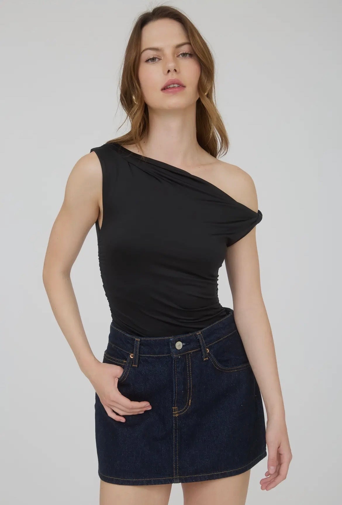 Black Asymmetrical Off The Shoulder