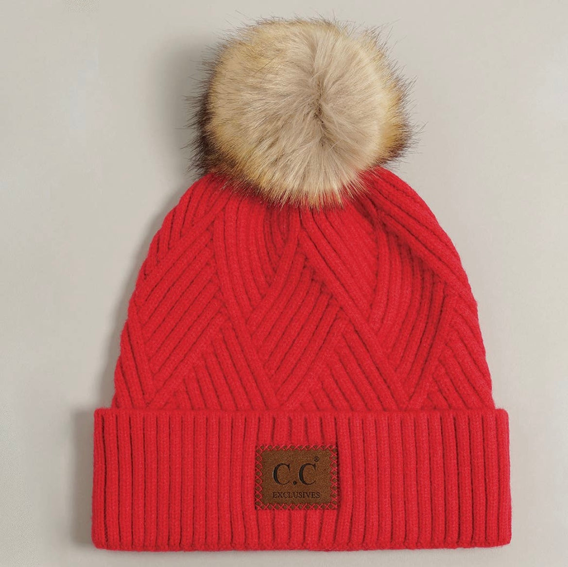 Babe CC Red Pompom Beanie