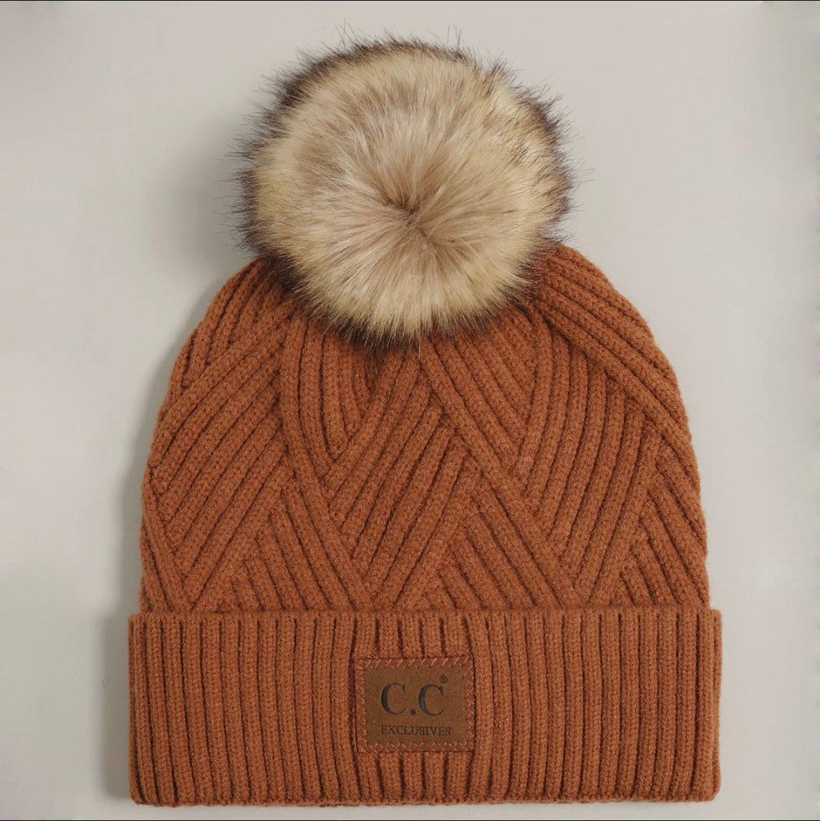 Adult Camel CC Pompom Beanie