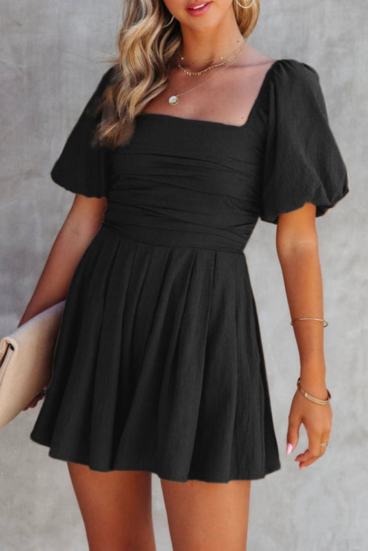 Black Puff Sleeve Romper