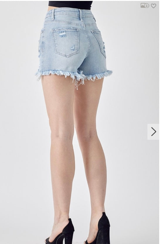 Risen Denim Fringe Short