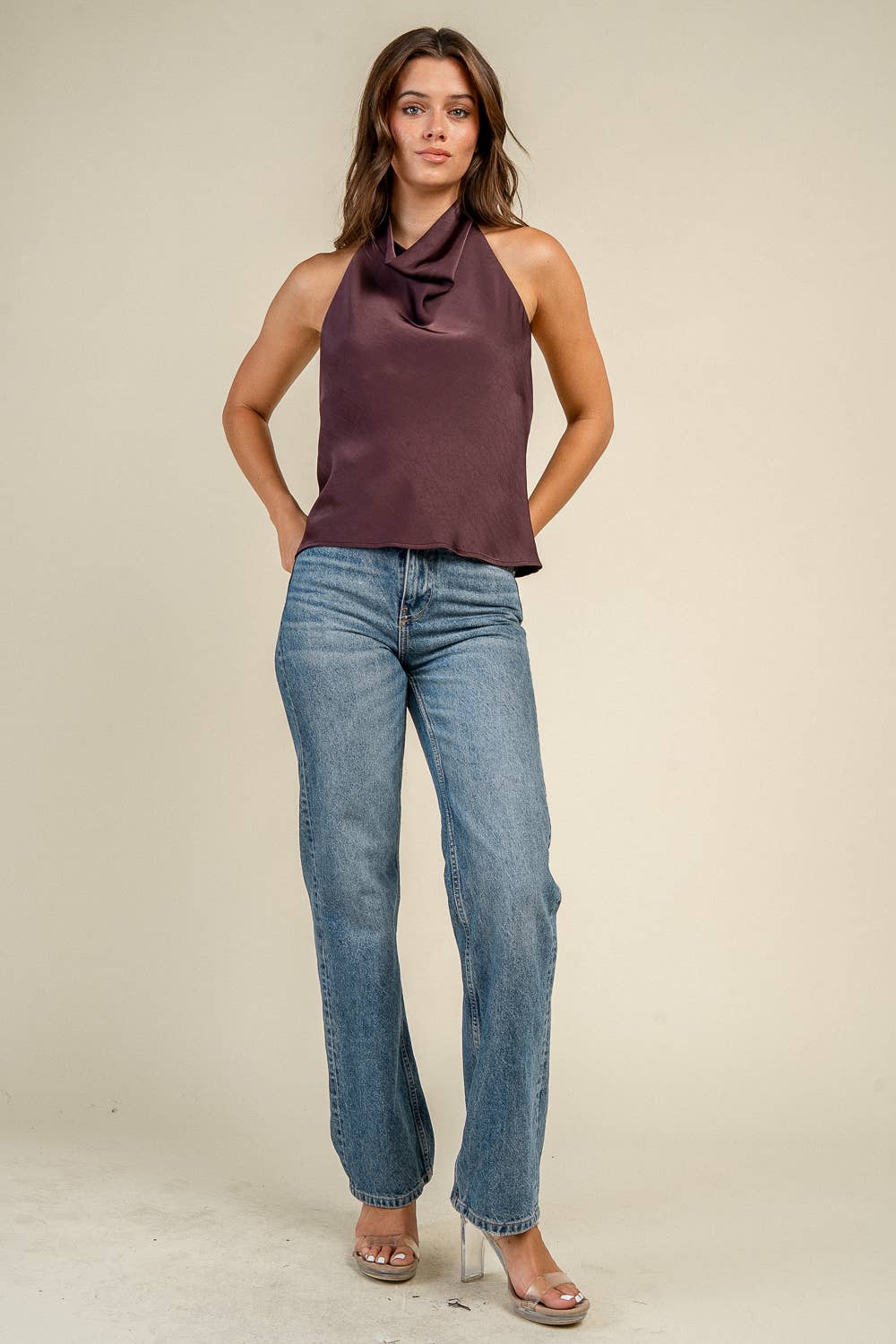 Cocoa Satin Halter