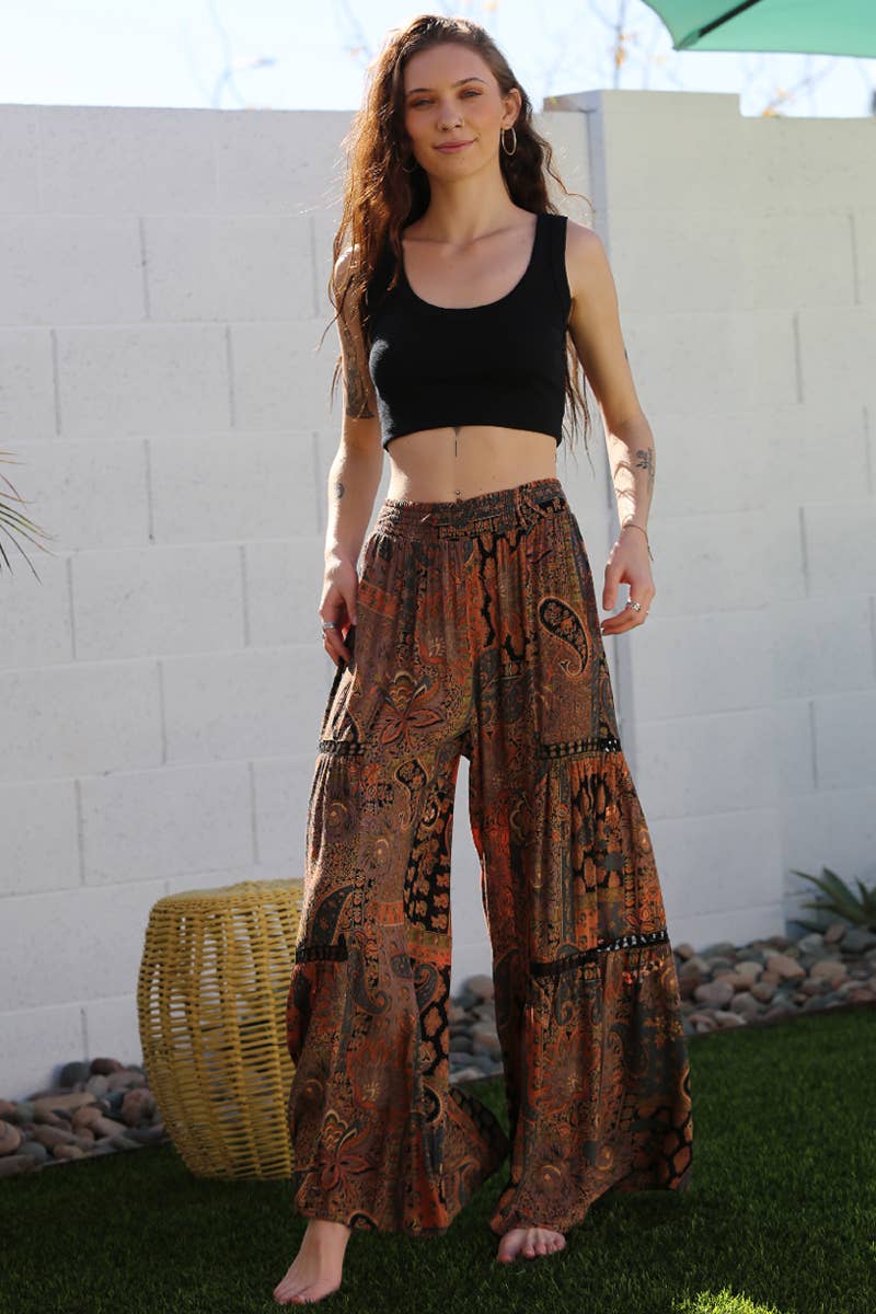 Black Paisley Polazzo Pant