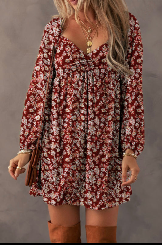 Burgundy Floral Dress