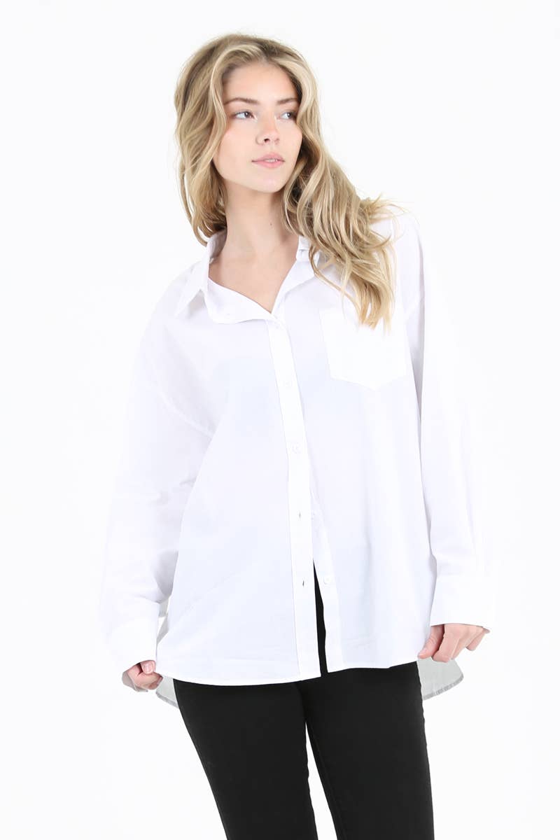 White Relaxed Fit Button Up