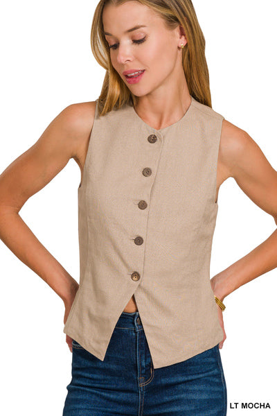 Light Mocha Linen Vest