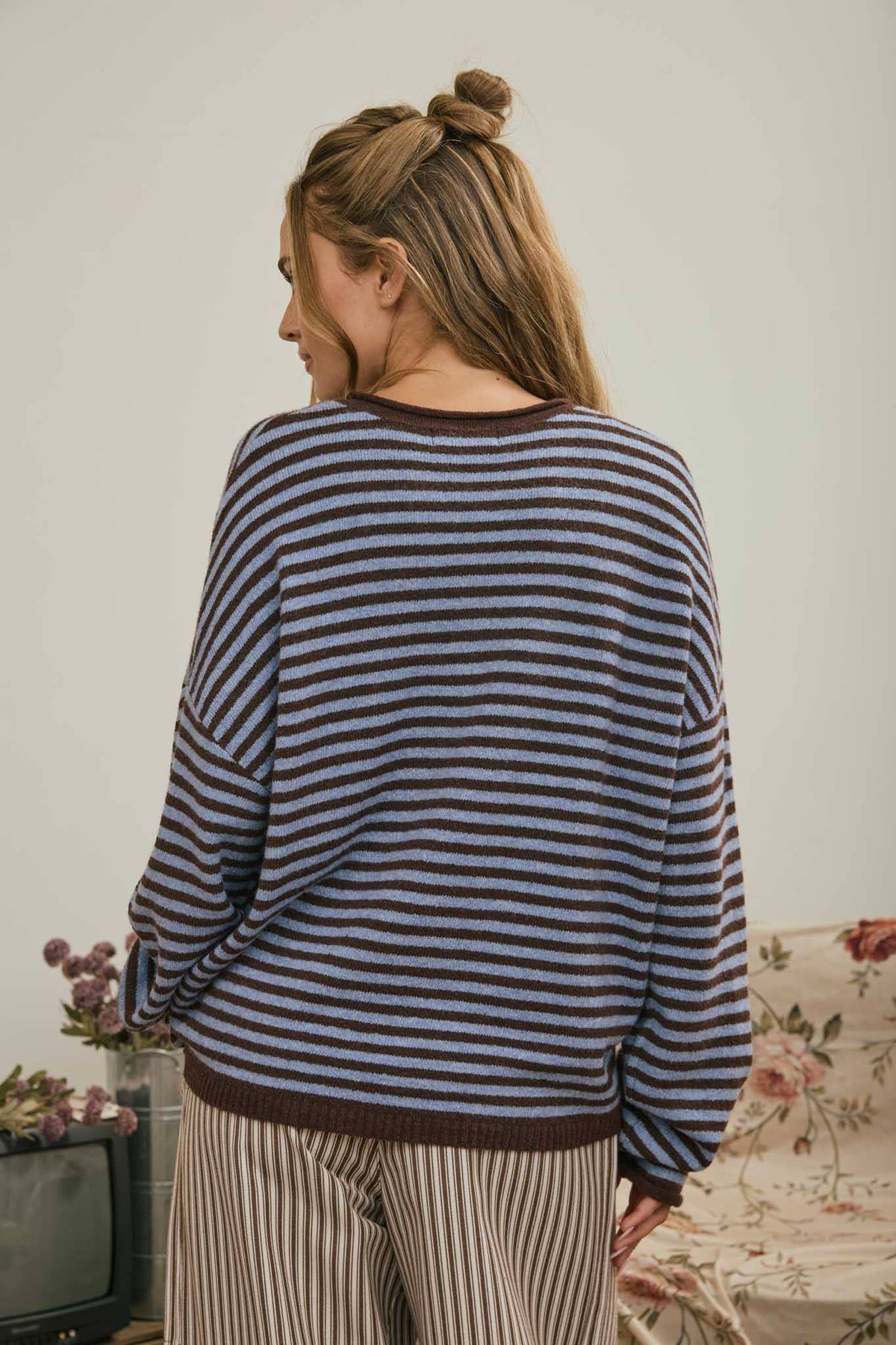 Choco/Blue Striped Henley