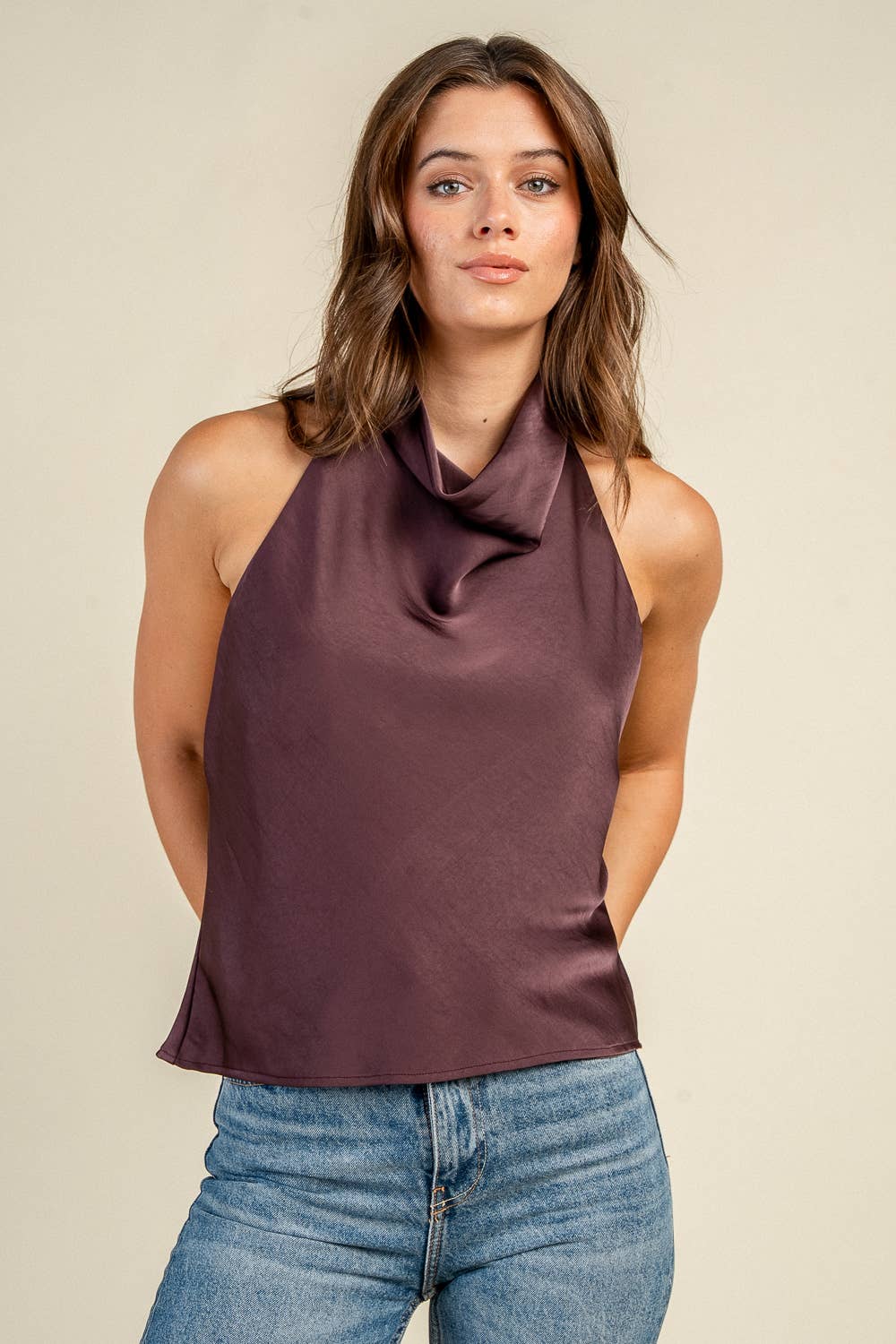 Cocoa Satin Halter