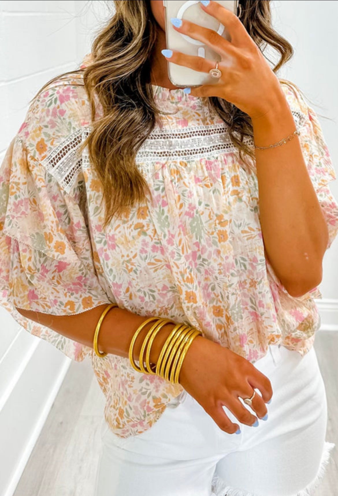 Floral Blouse with Lace