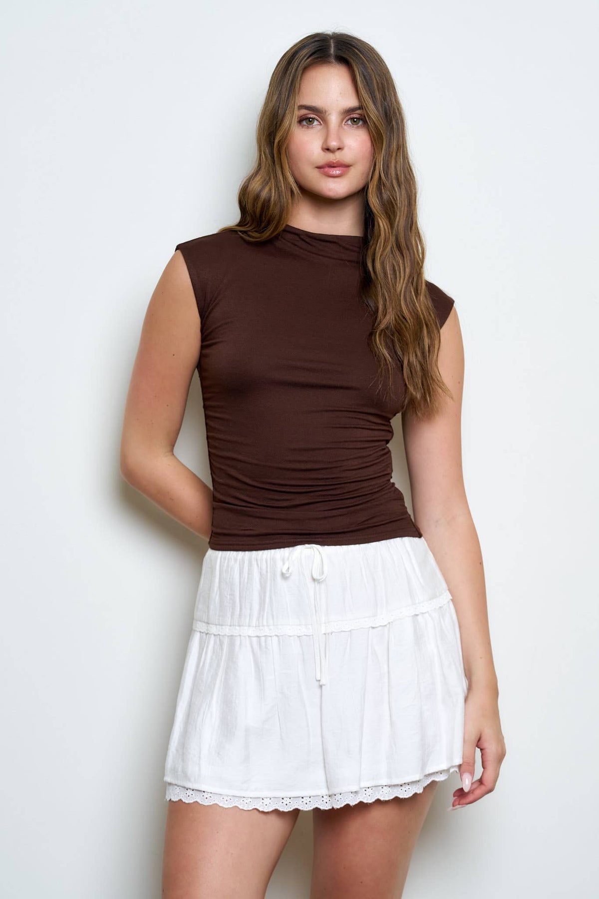 Chocolate Funnel Neck Top