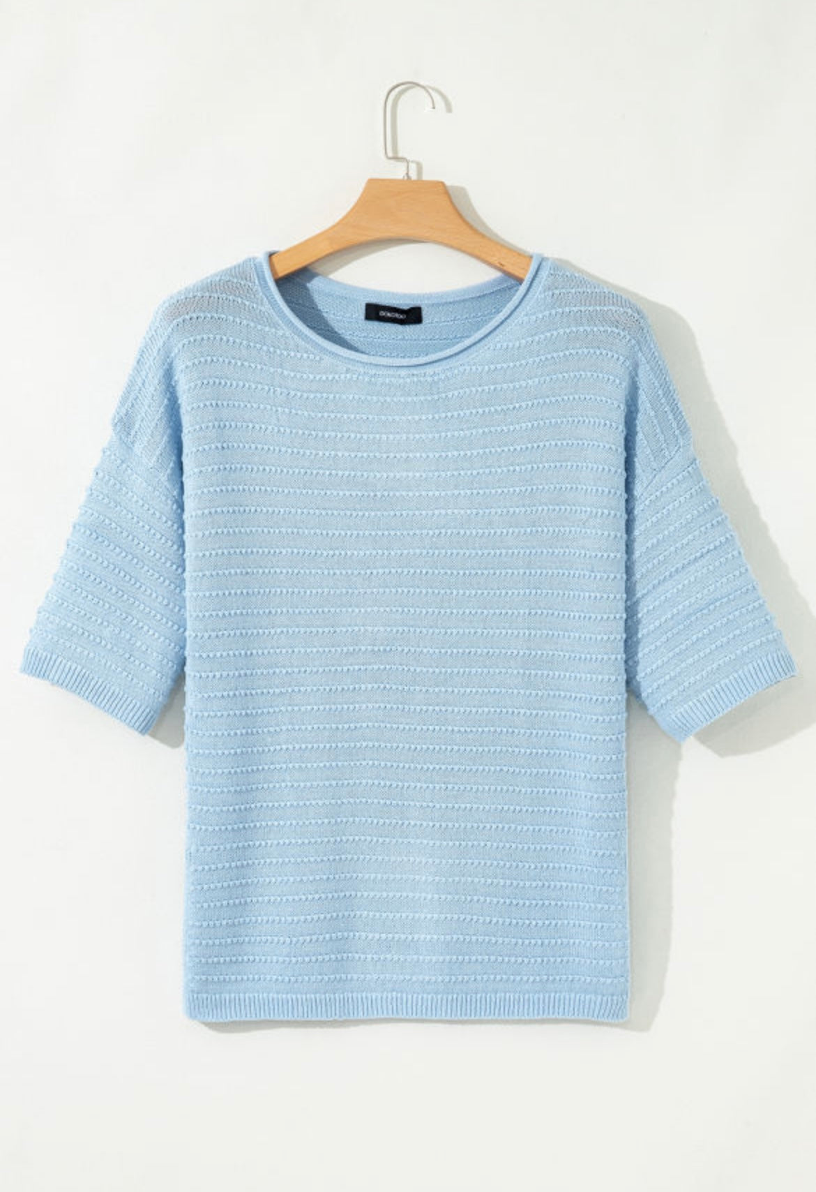 Blue Textured Knit Top
