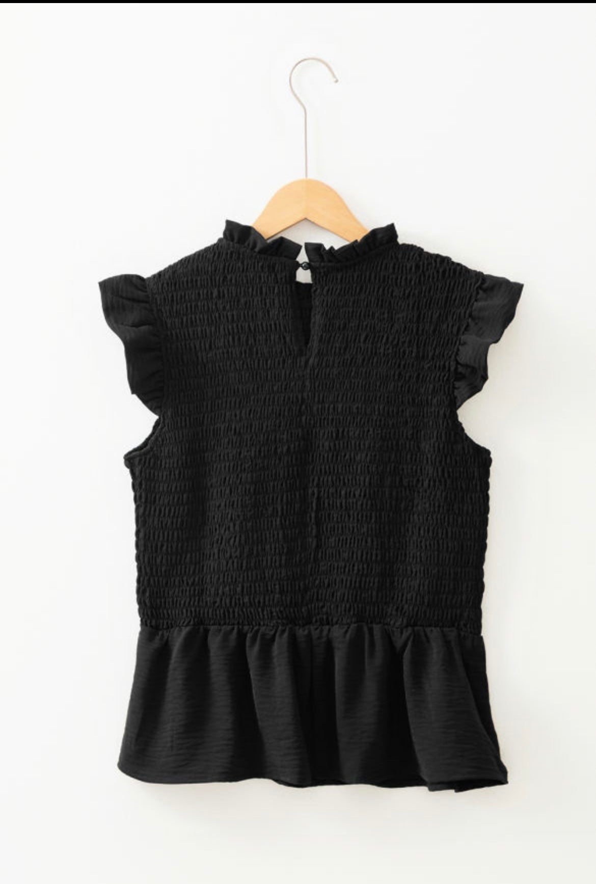 Black Smocked Peplum