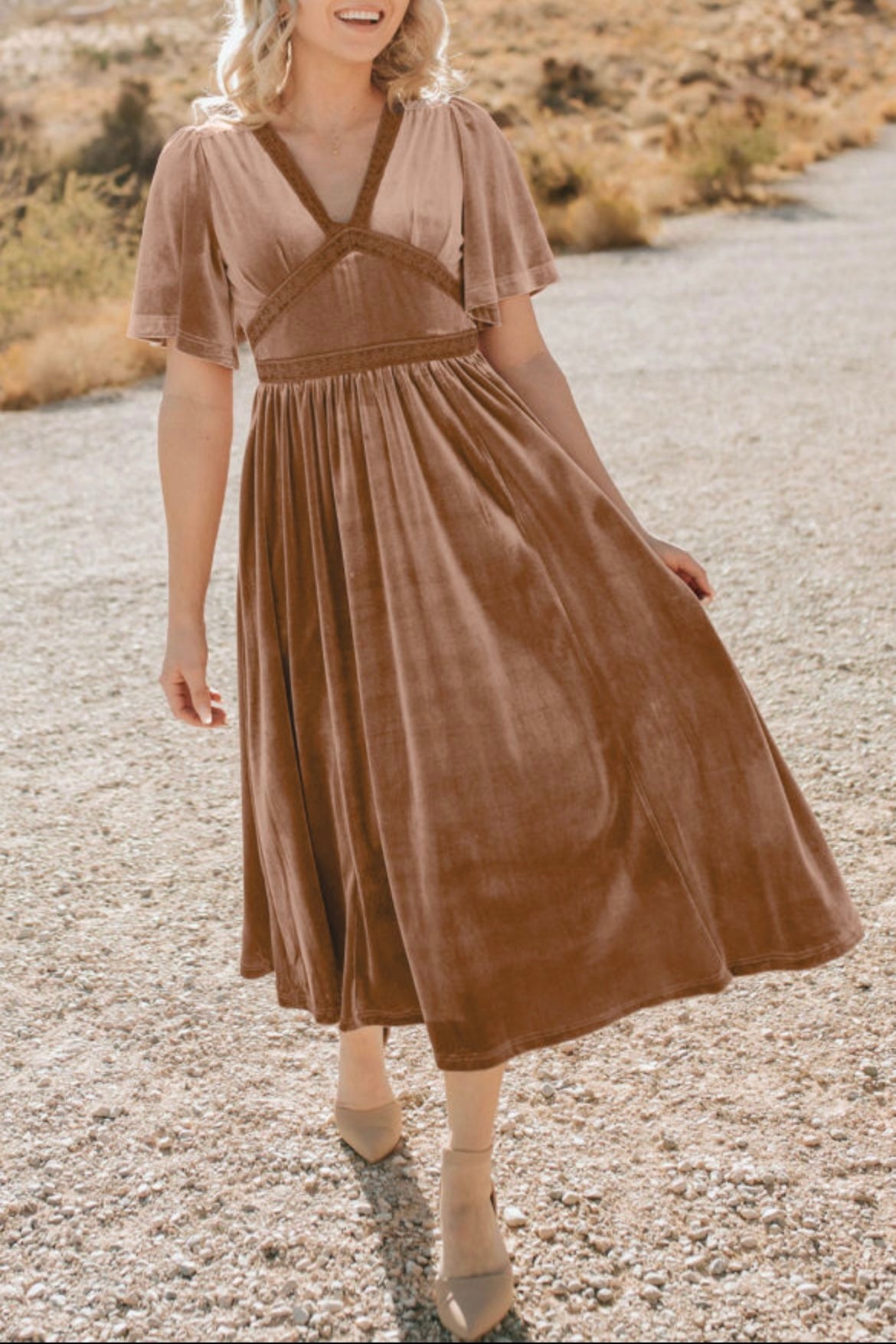 Chestnut Velvet Dress