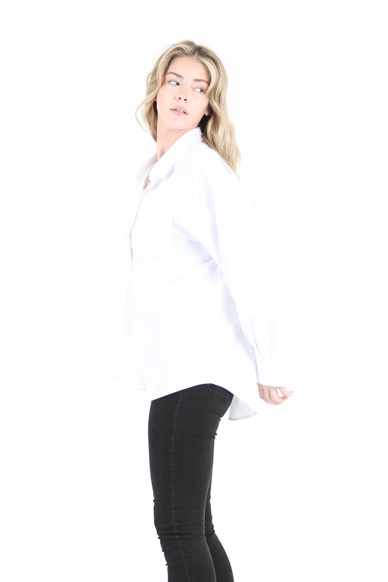 White Relaxed Fit Button Up