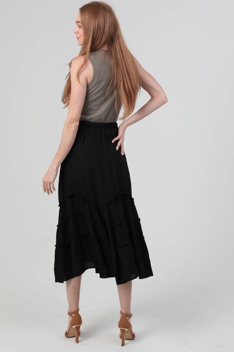 Black Wavy Ruffle Skirt