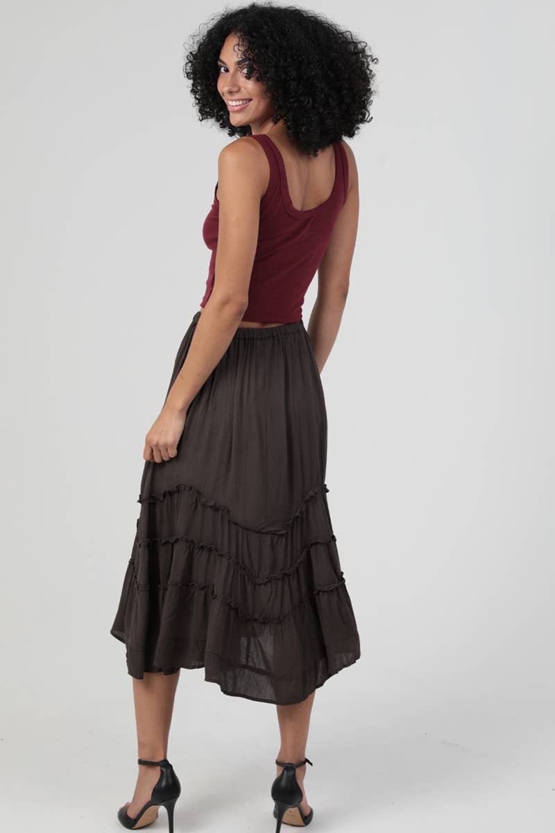 Black Wavy Ruffle Skirt