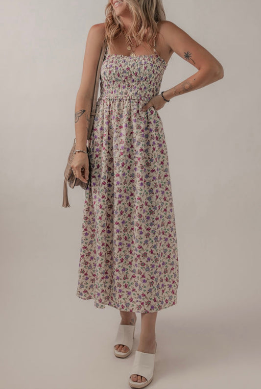 Multicolor Boho Smocked Dress