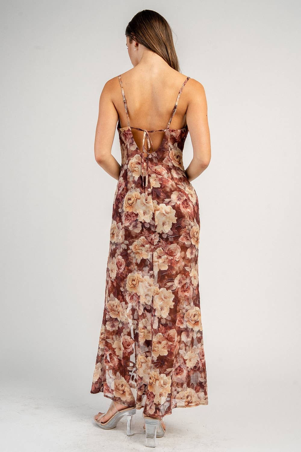 Cowl Neck Floral Dress