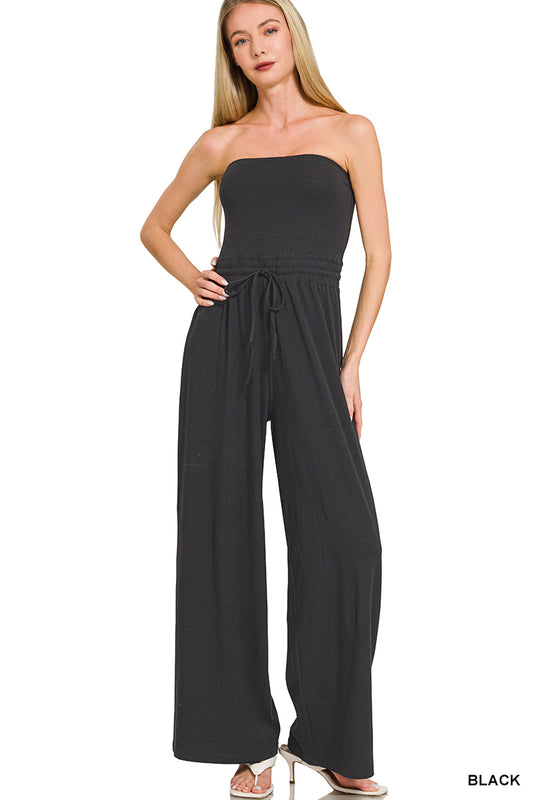 Black Tube Top Jumpsuit