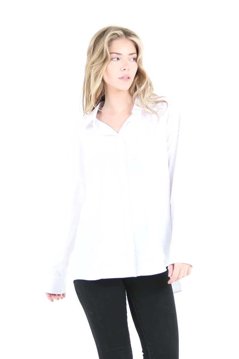 White Relaxed Fit Button Up
