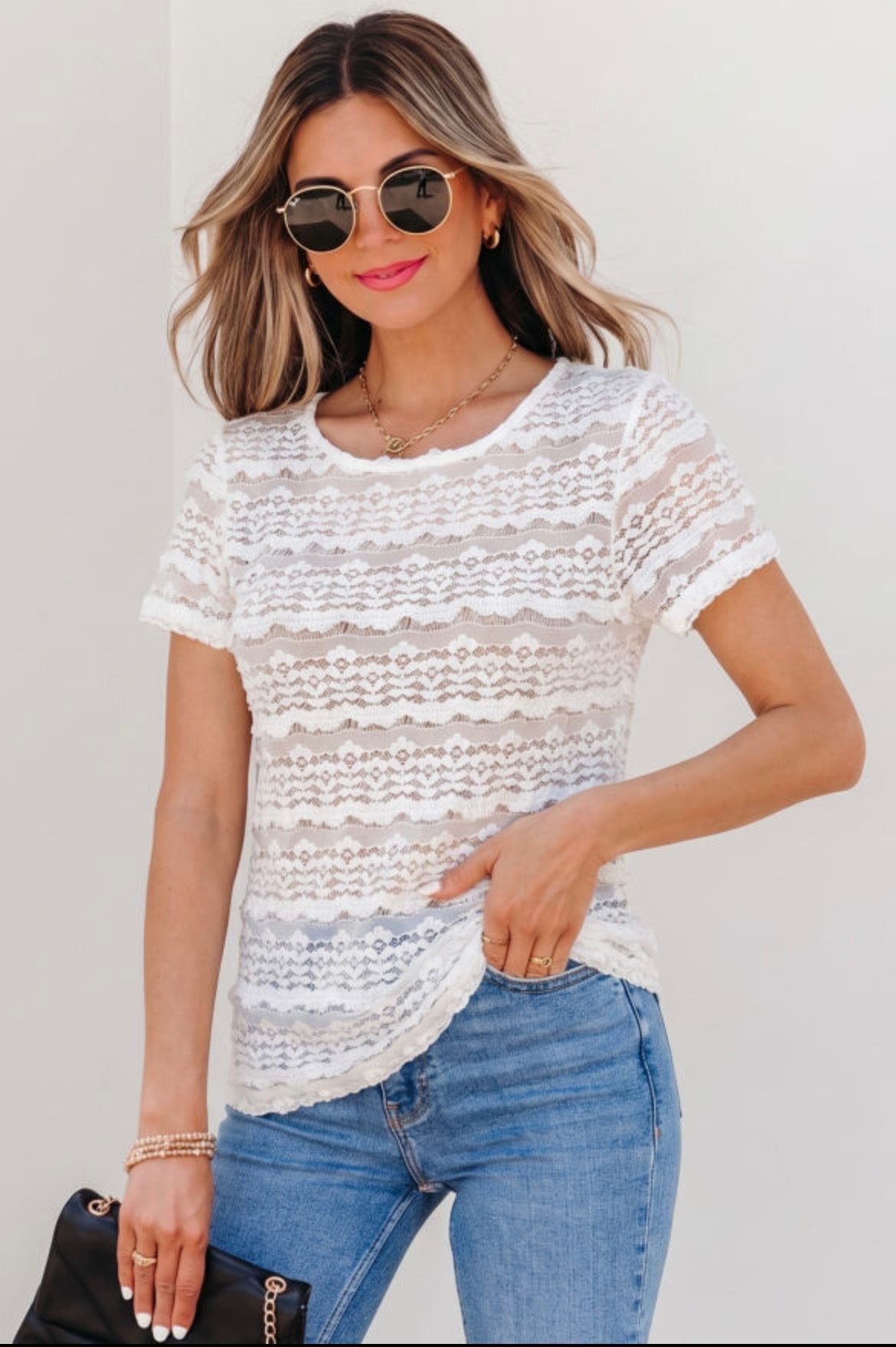 White Lace Short Sleeve