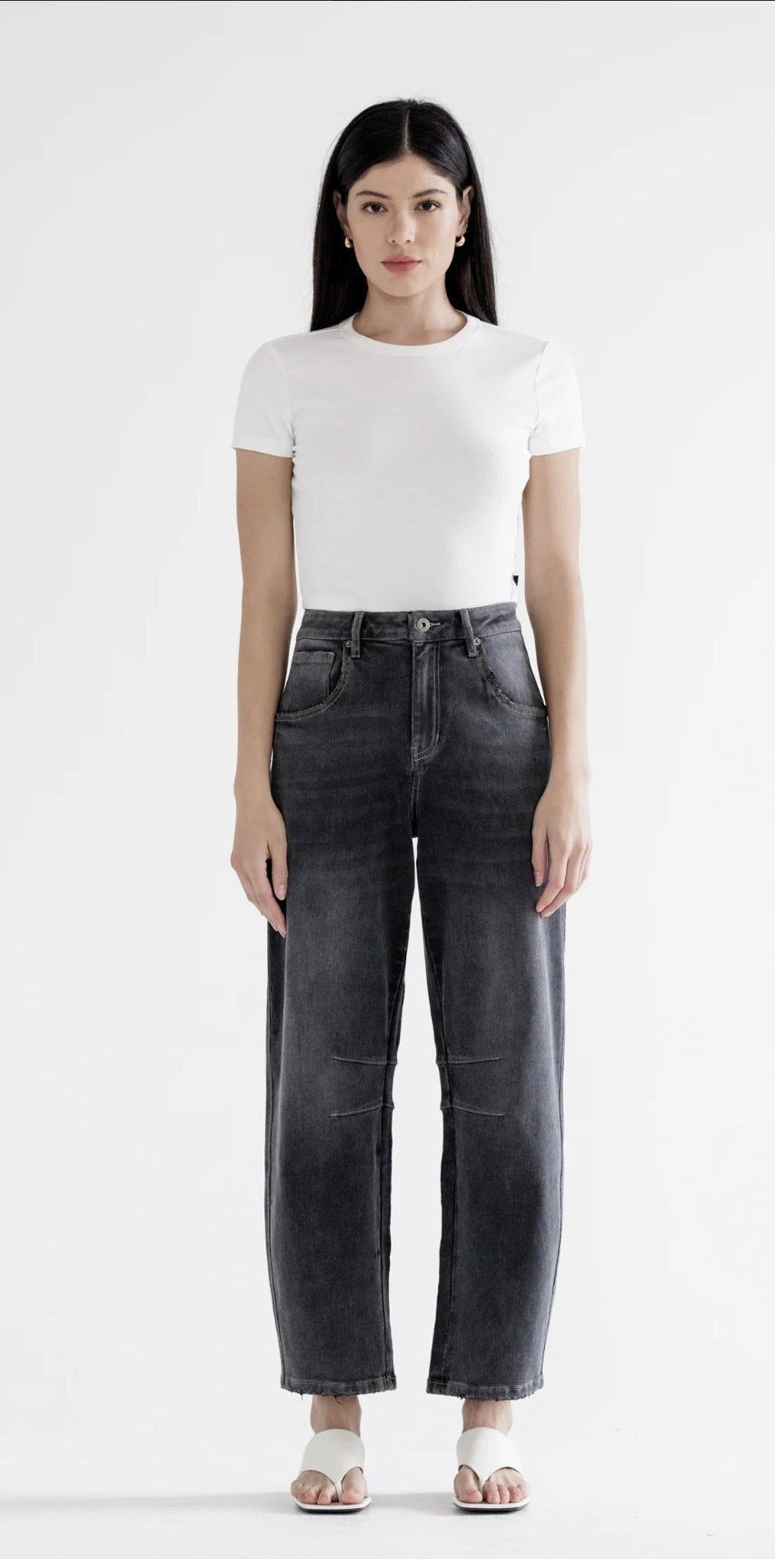 Mica Black Washed Barrel Jean