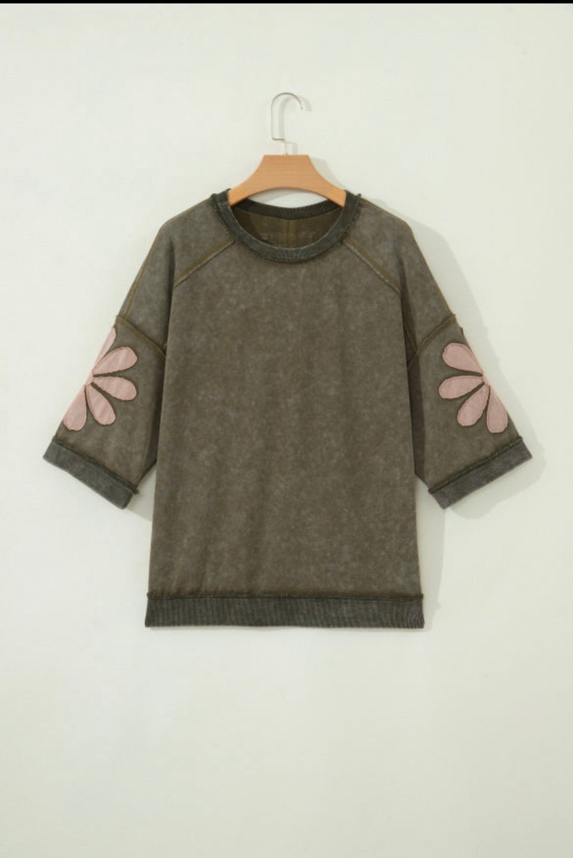 Olive Mineral Wash Patchwork Tee