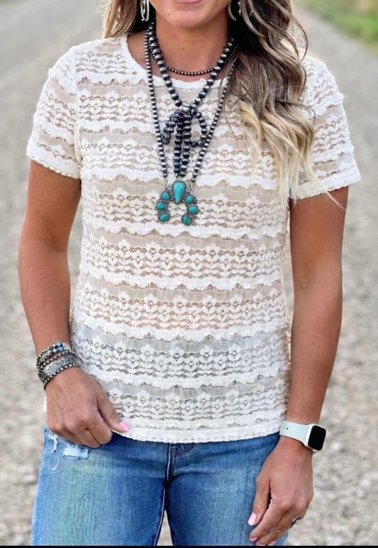 White Lace Short Sleeve