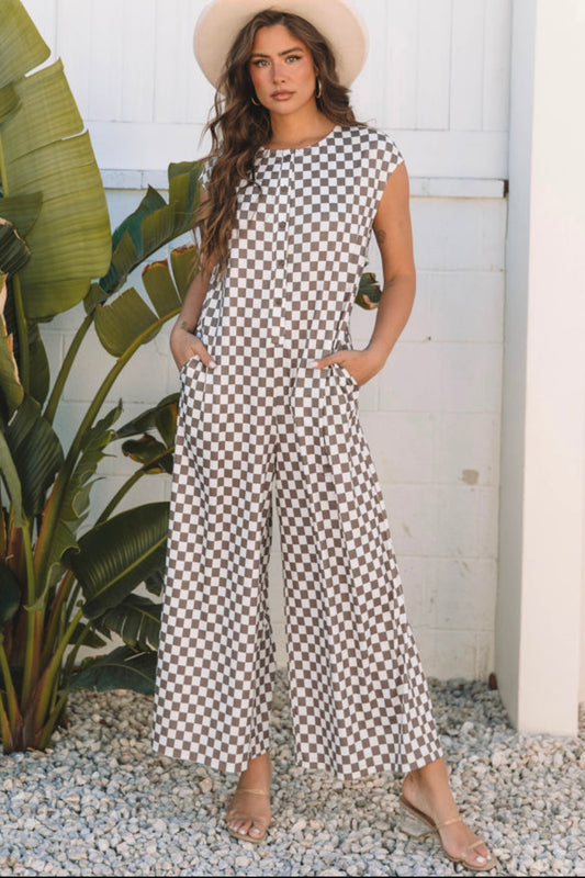 Checkered Print Jumpsuit