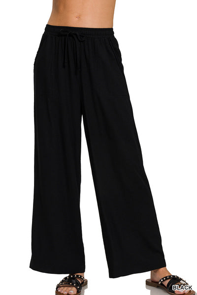 Black Linen Crop Pant