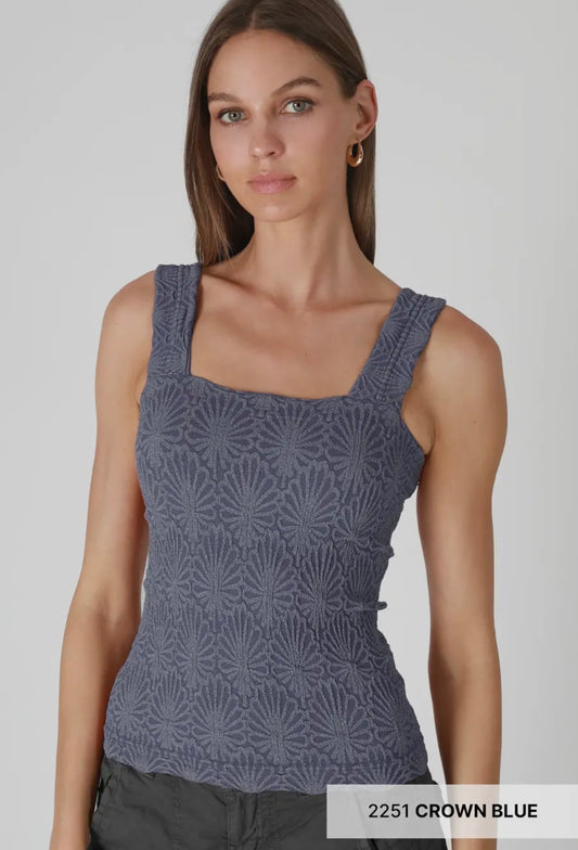 Crown Blue Lace Textured Tank