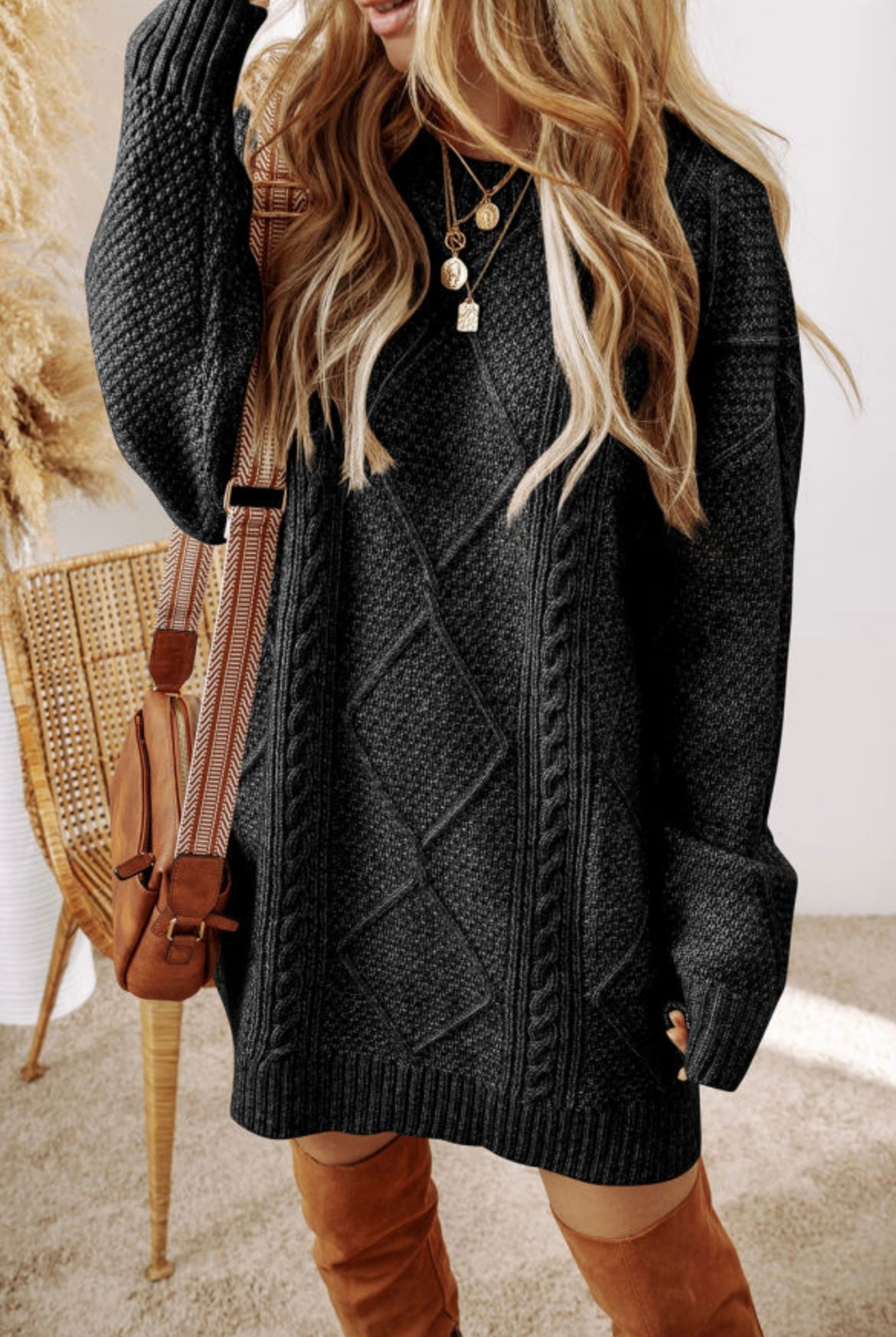 Black Cable Knit Dress