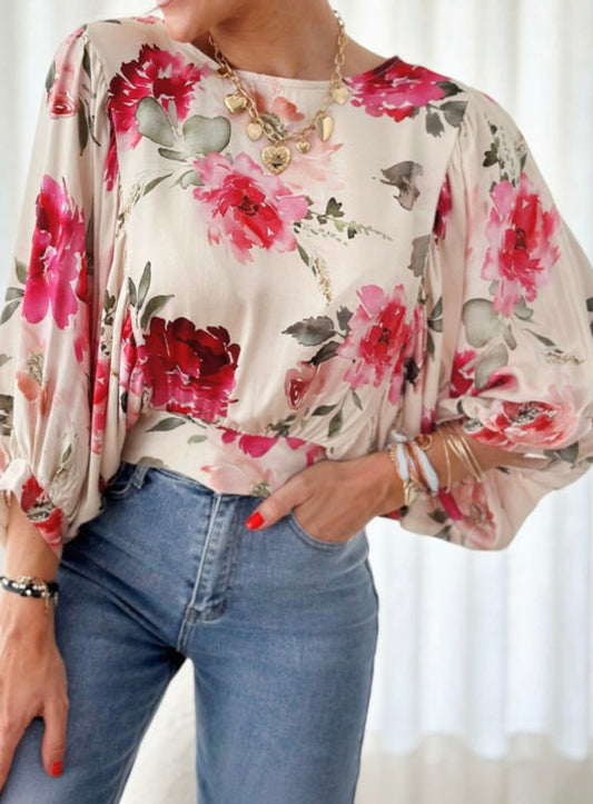 Floral Open Back Blouse