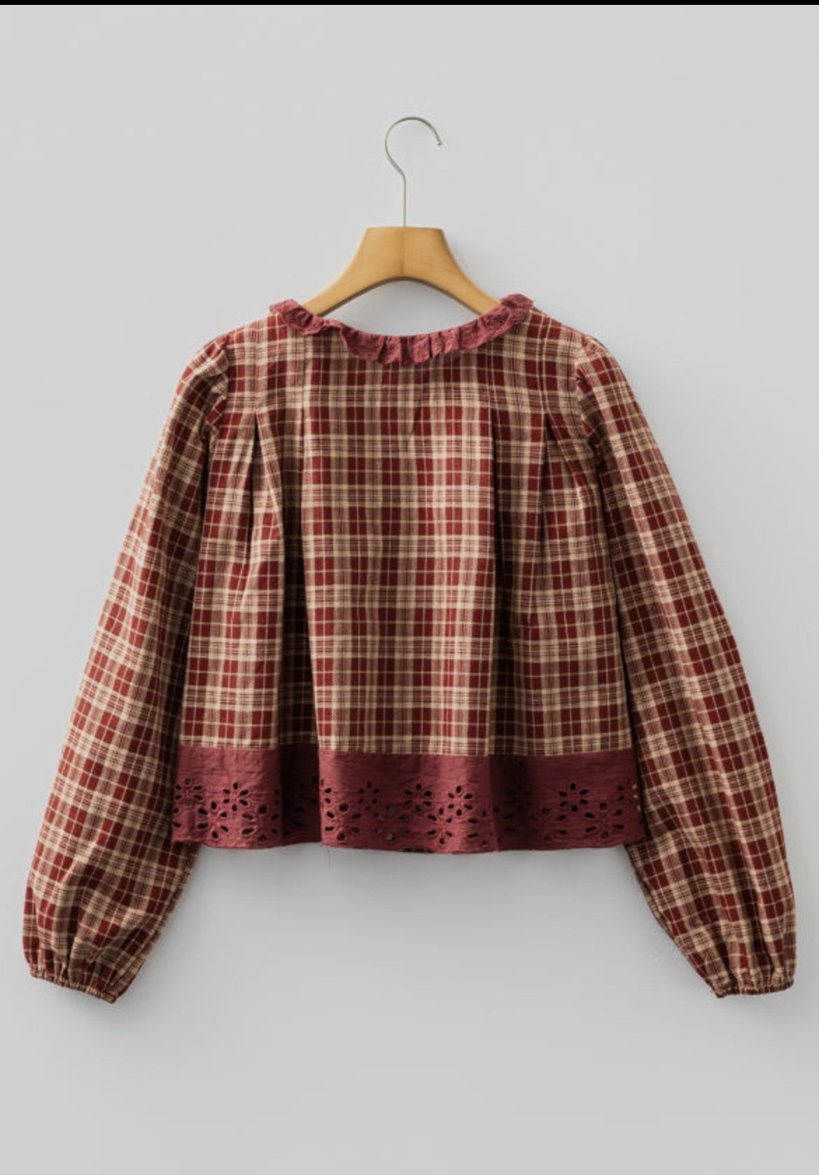 Burgundy Plaid Cottage Blouse