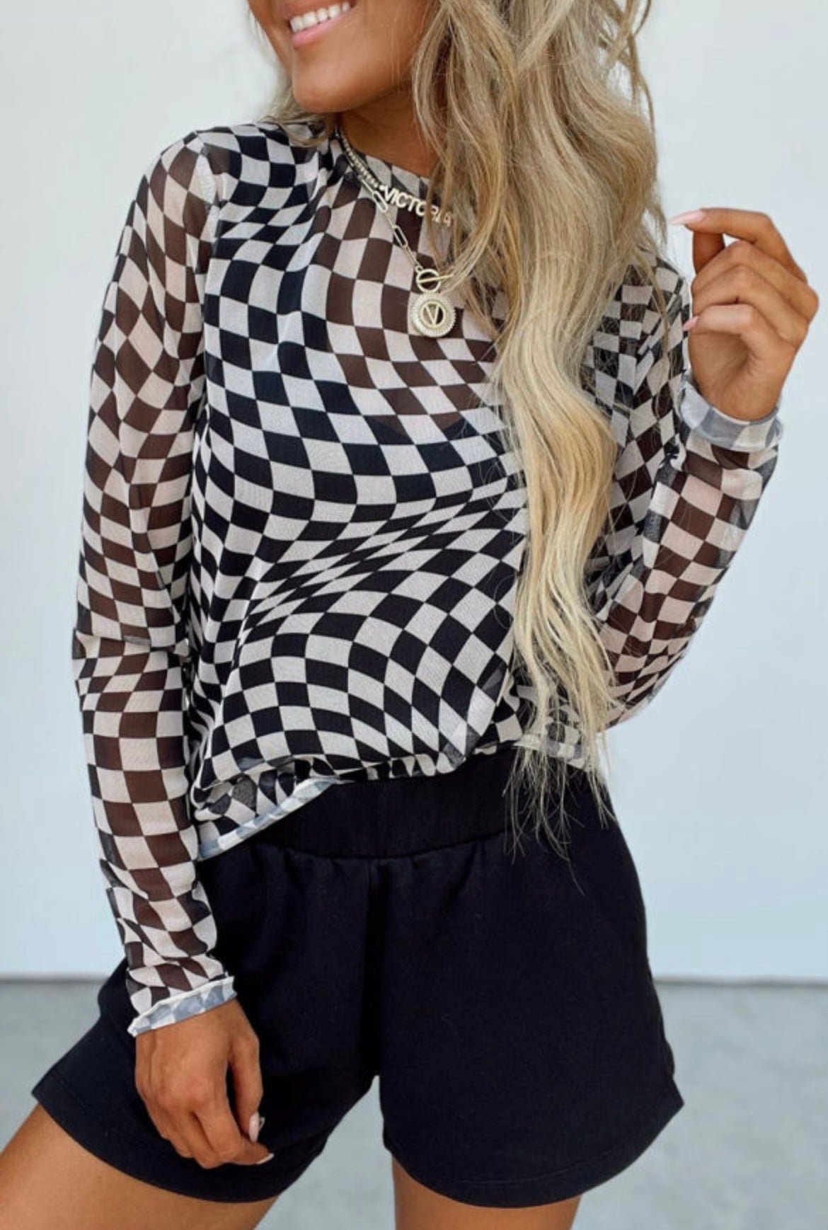 Checkered Mesh Top