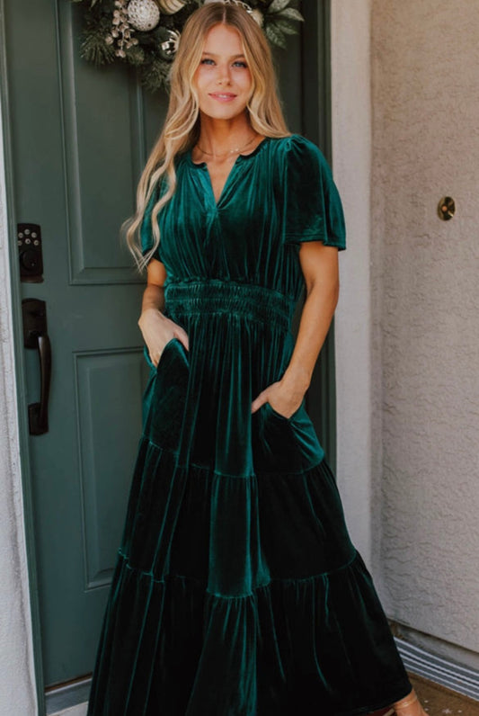 Evergreen Velvet Dress